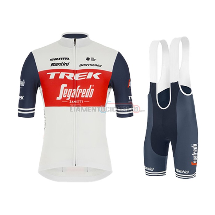 Abbigliamento Ciclismo Trek Segafredo Manica Corta 2021 Bianco Scuro Blu